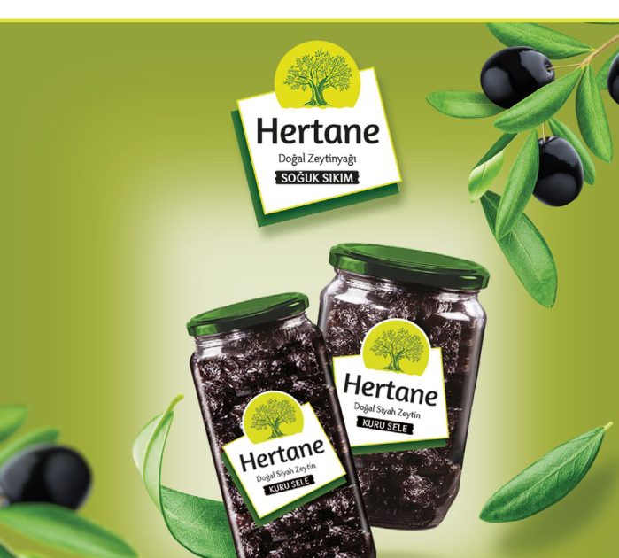 Hertane black olive jar packaging